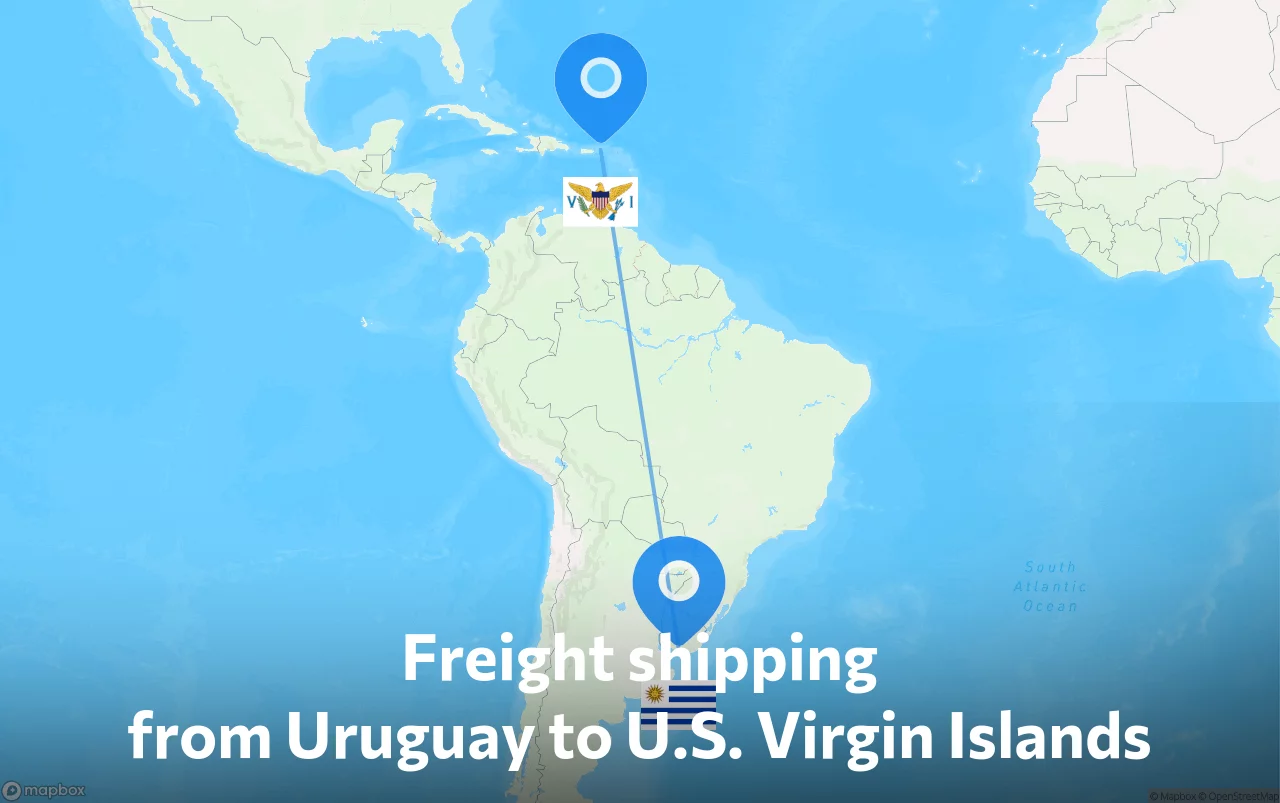 Shipping route from Uruguay to U.S. Virgin Islands