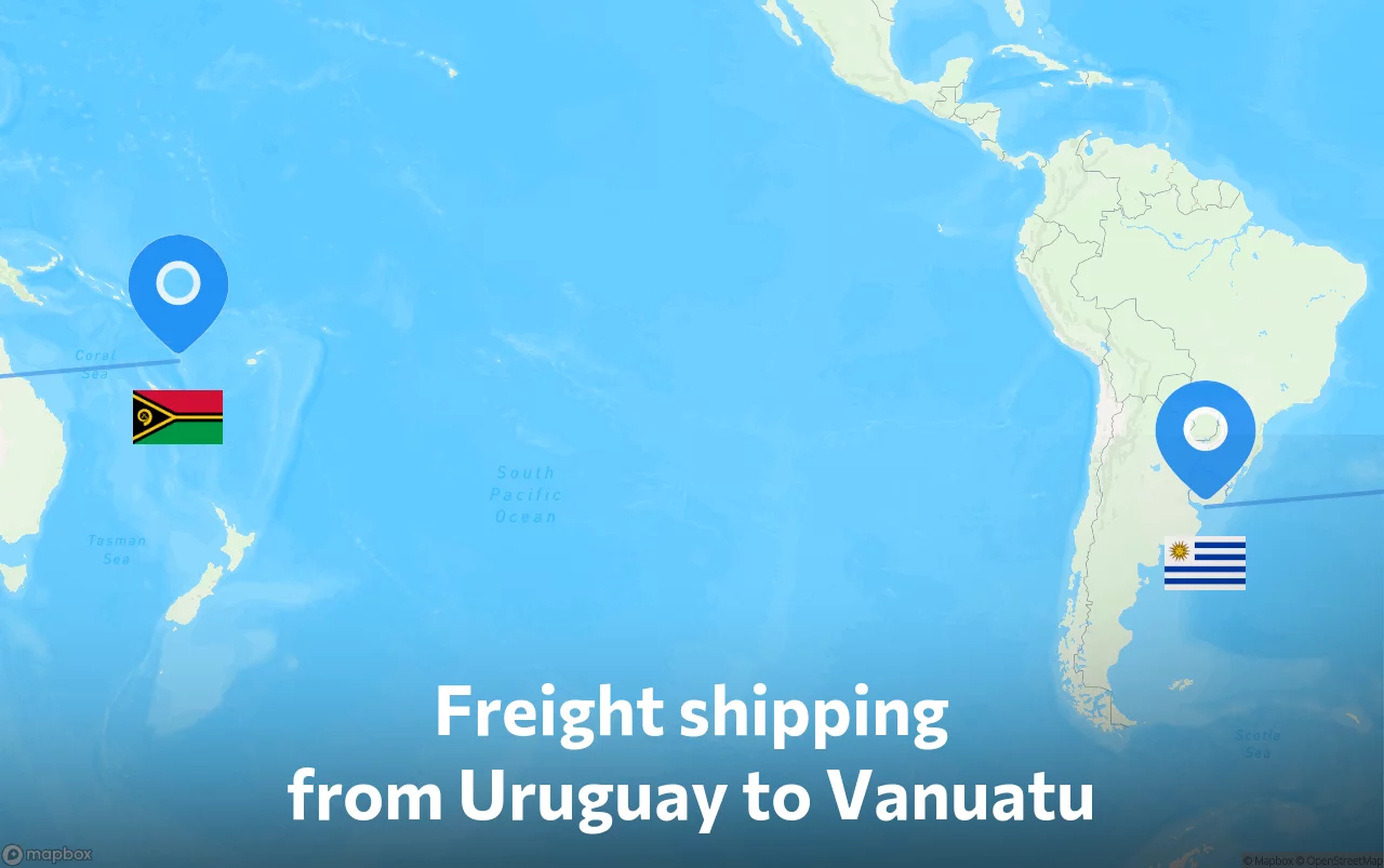 Shipping route from Uruguay to Vanuatu