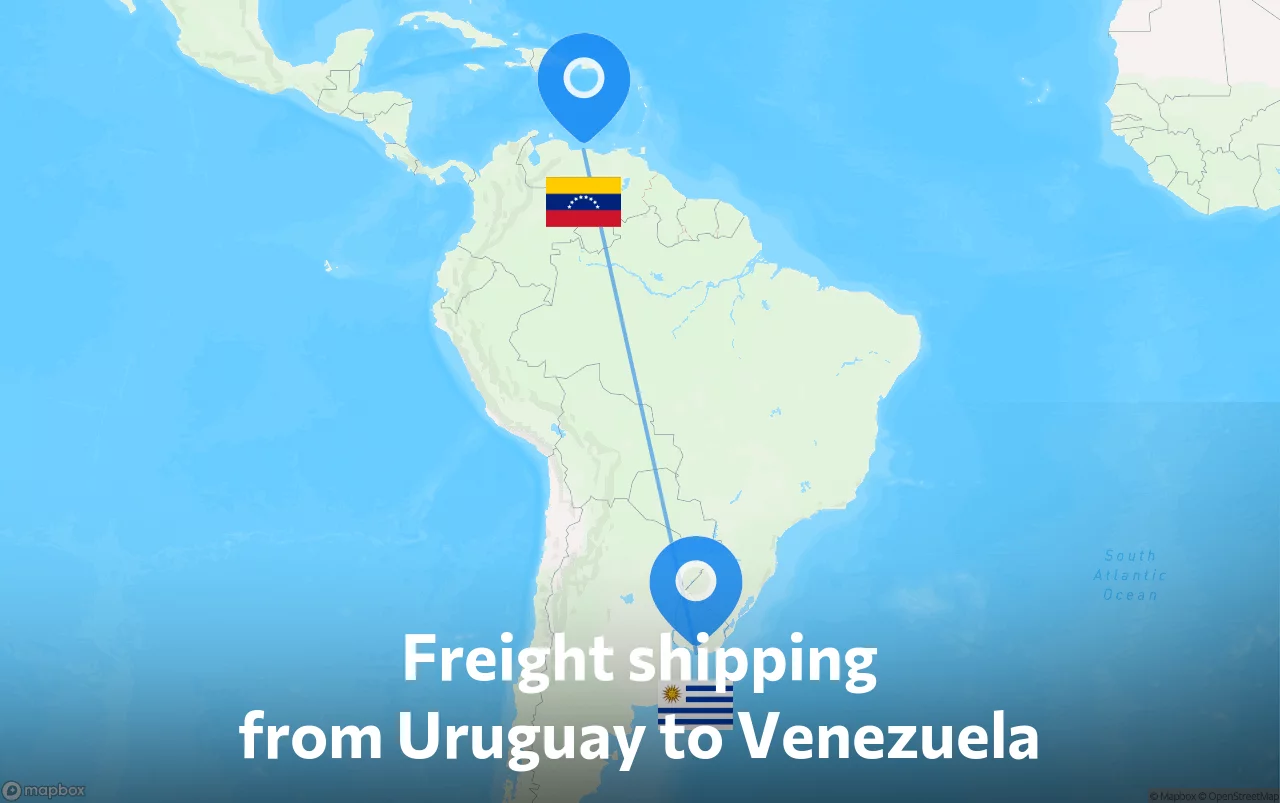 Shipping route from Uruguay to Venezuela