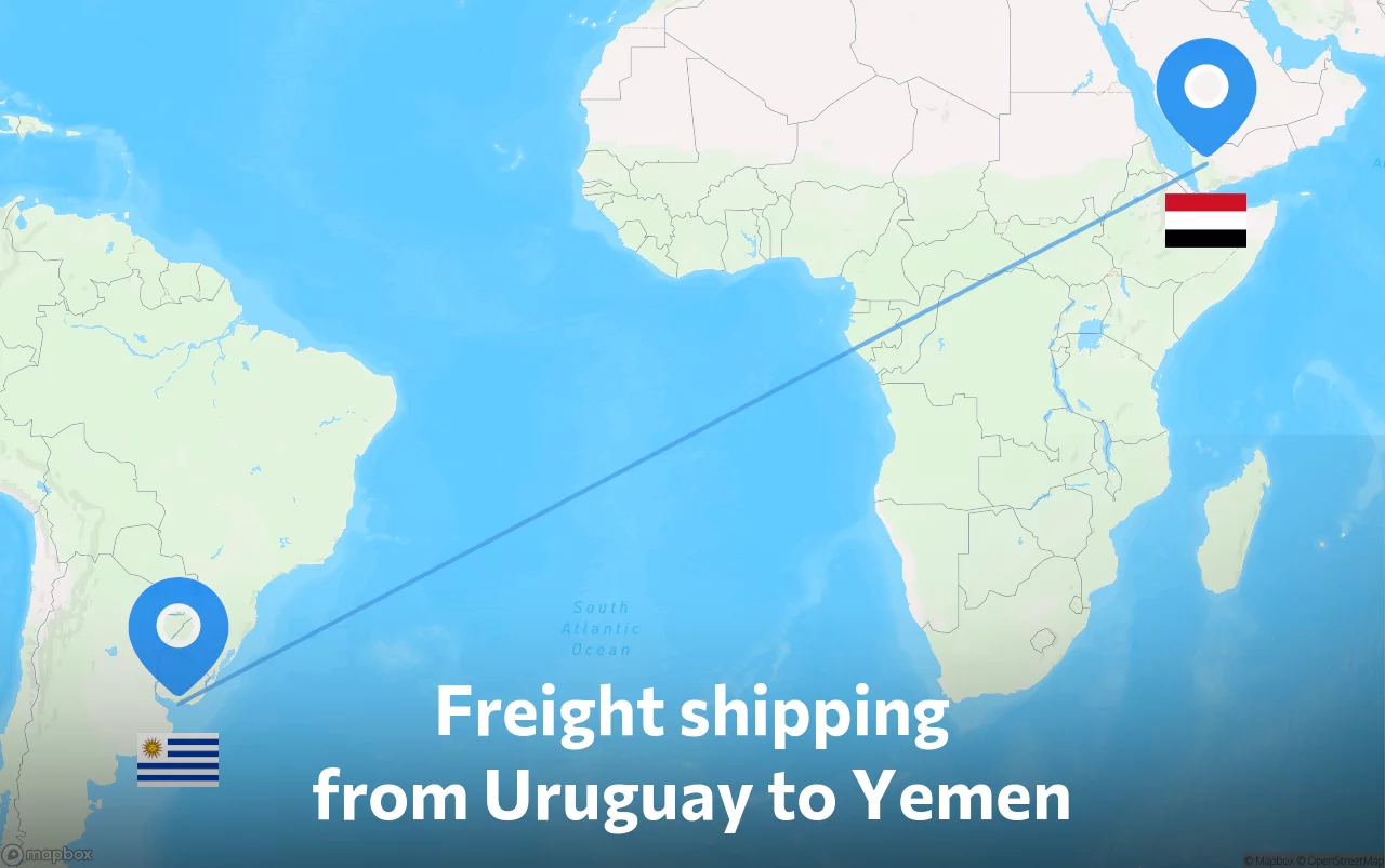 Shipping route from Uruguay to Yemen