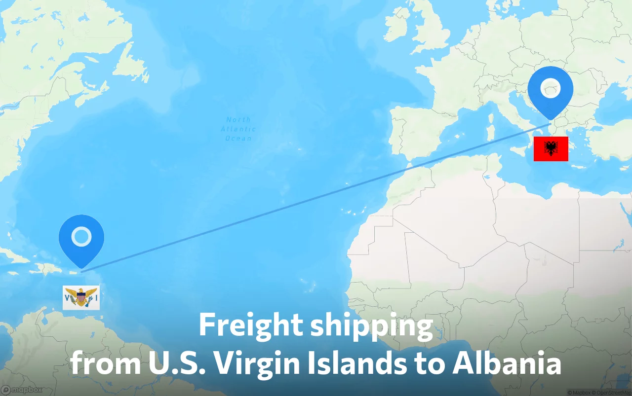 Shipping route from U.S. Virgin Islands to Albania