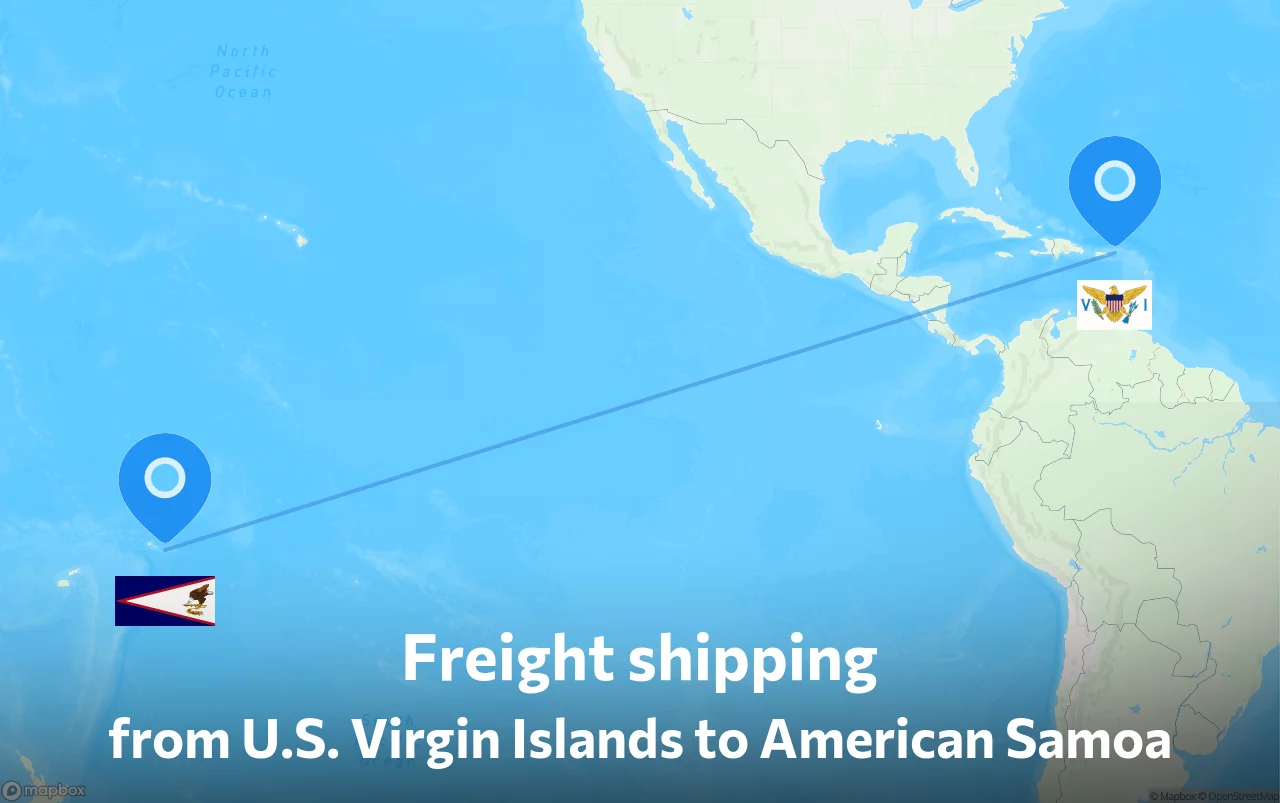 Shipping route from U.S. Virgin Islands to American Samoa