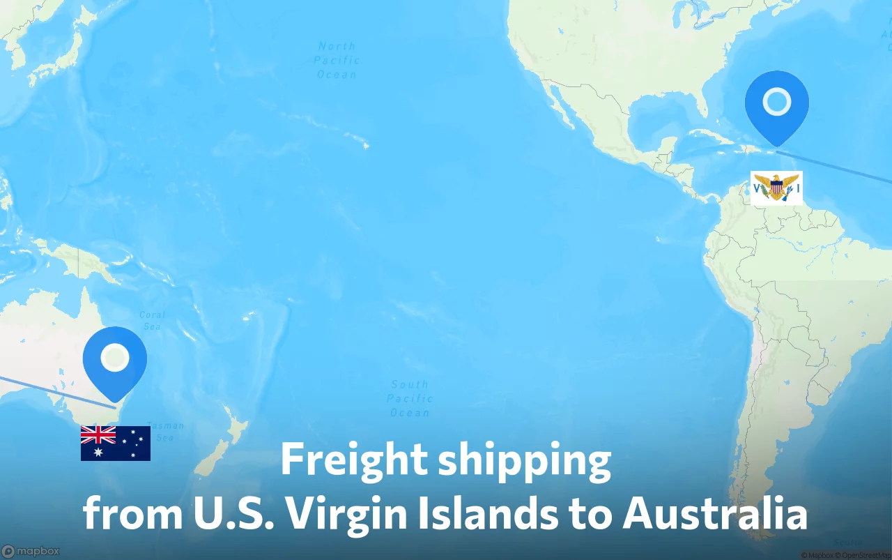 Shipping route from U.S. Virgin Islands to Australia