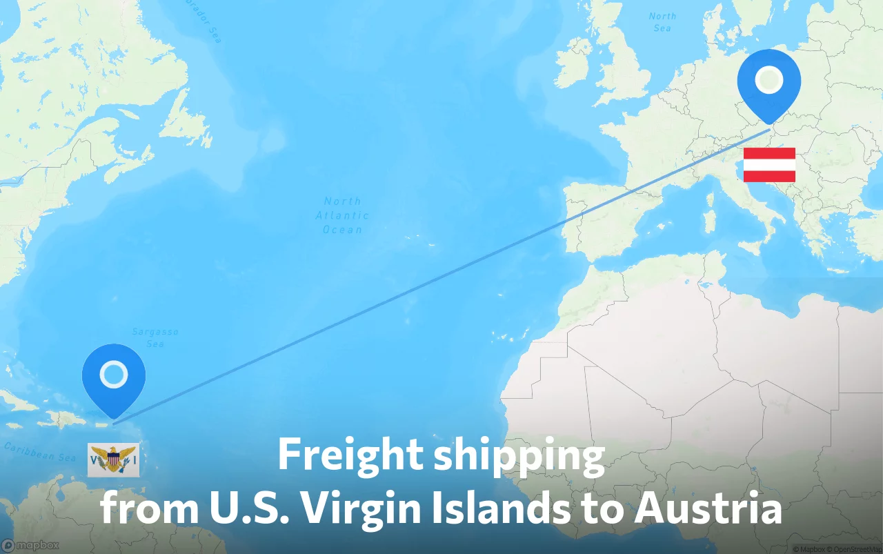 Shipping route from U.S. Virgin Islands to Austria