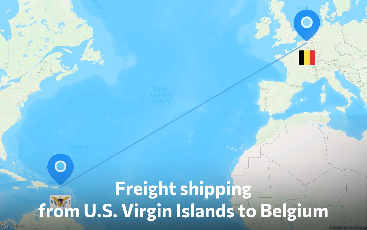Shipping route from U.S. Virgin Islands to Belgium