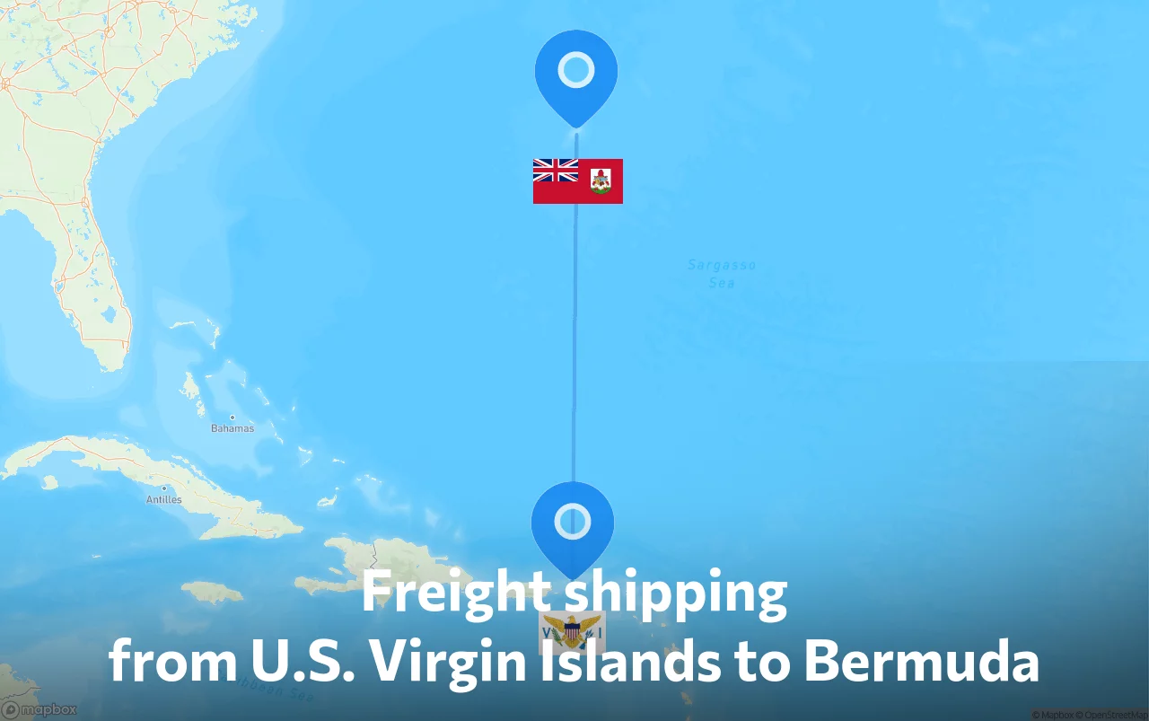 Shipping route from U.S. Virgin Islands to Bermuda