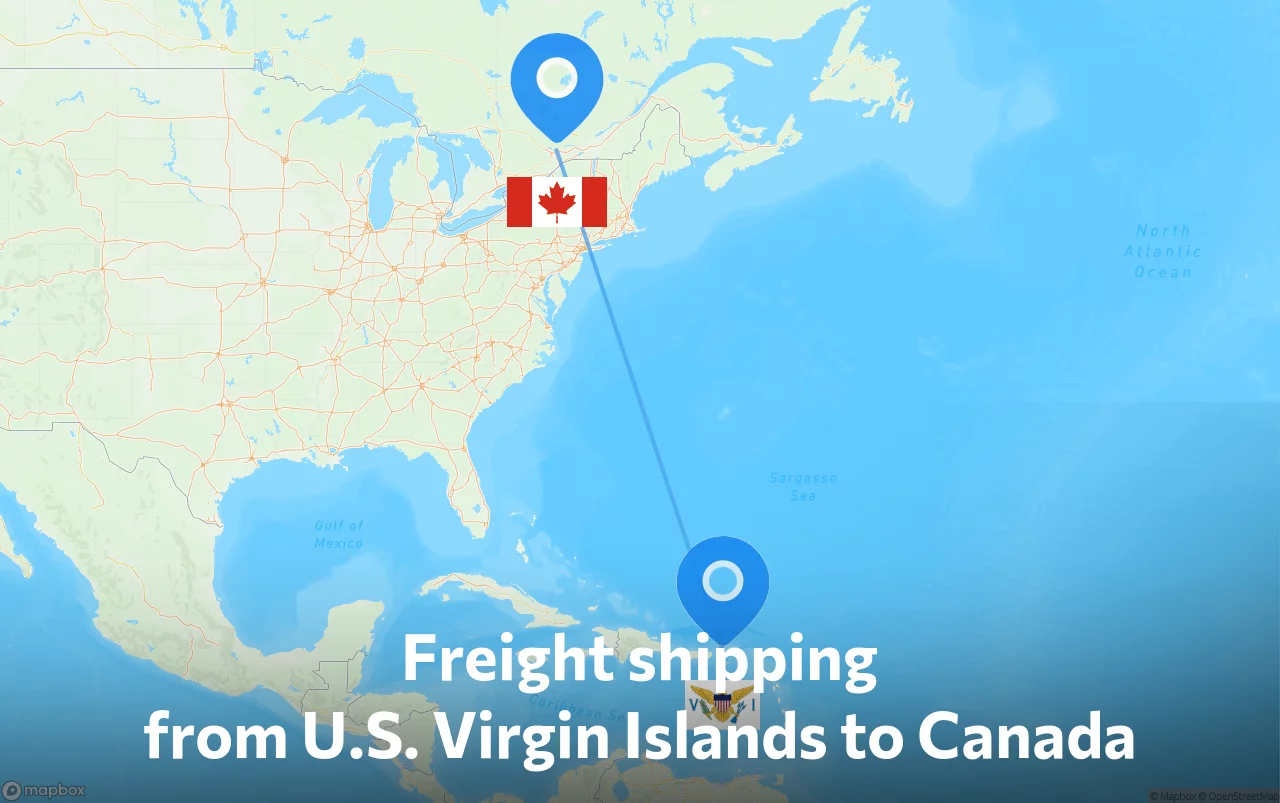 Shipping route from U.S. Virgin Islands to Canada
