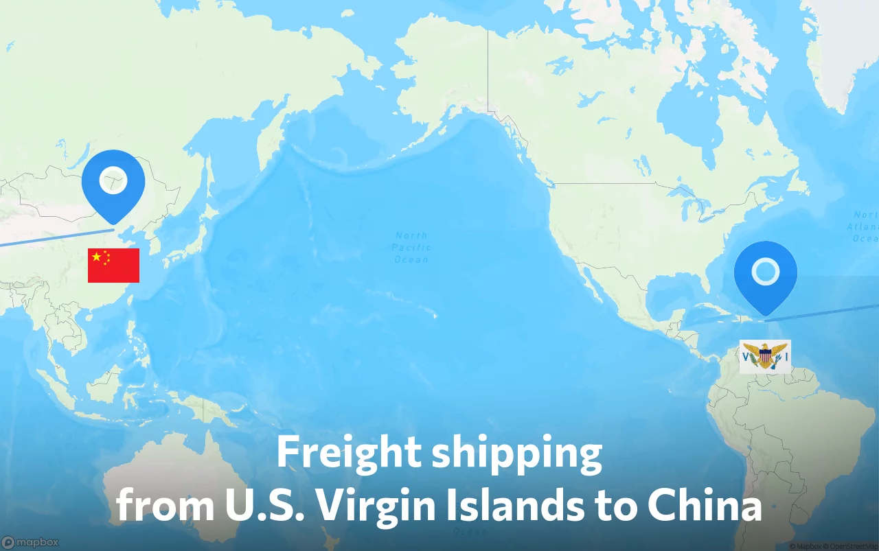 Shipping route from U.S. Virgin Islands to China