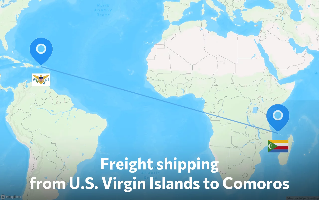 Shipping route from U.S. Virgin Islands to Comoros