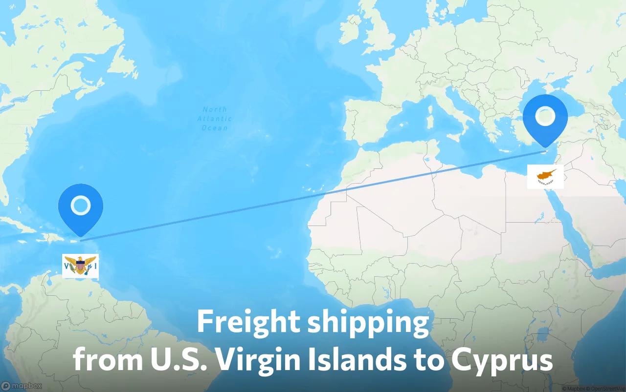 Shipping route from U.S. Virgin Islands to Cyprus