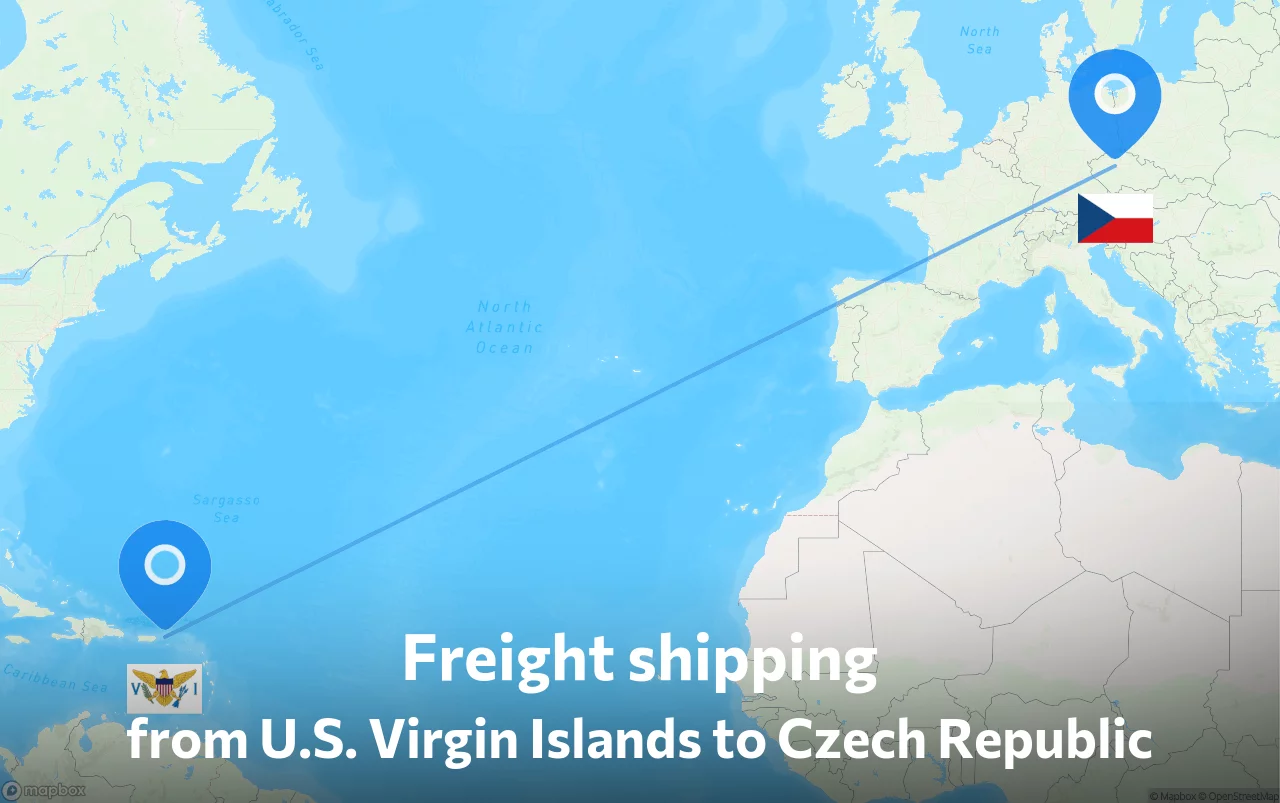 Shipping route from U.S. Virgin Islands to Czech Republic