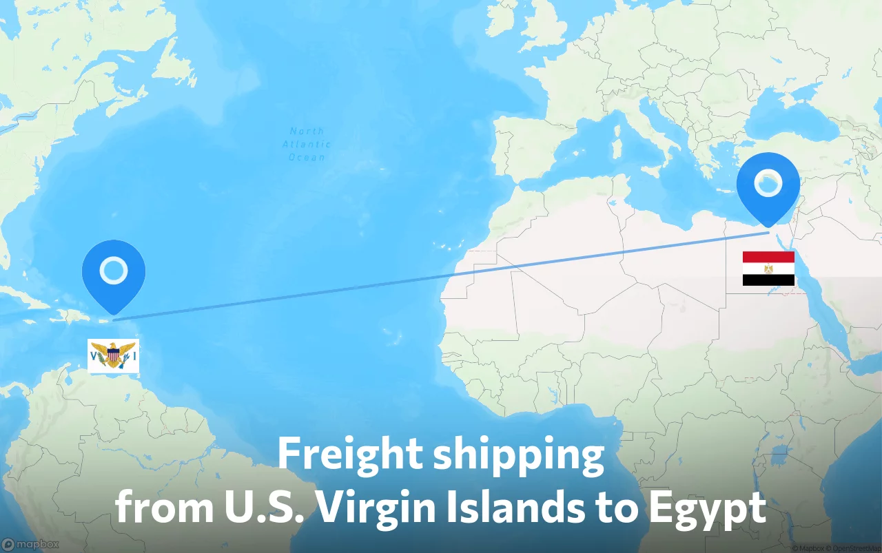 Shipping route from U.S. Virgin Islands to Egypt