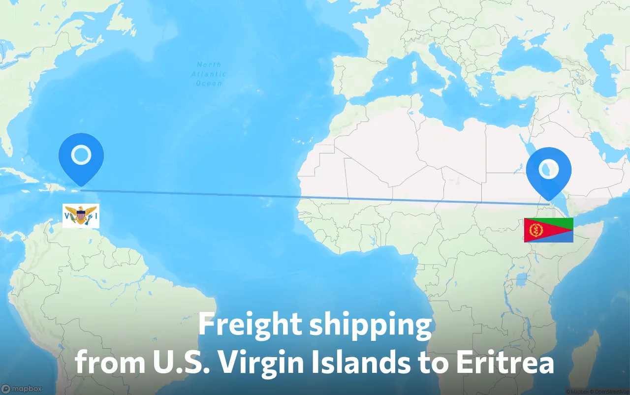 Shipping route from U.S. Virgin Islands to Eritrea