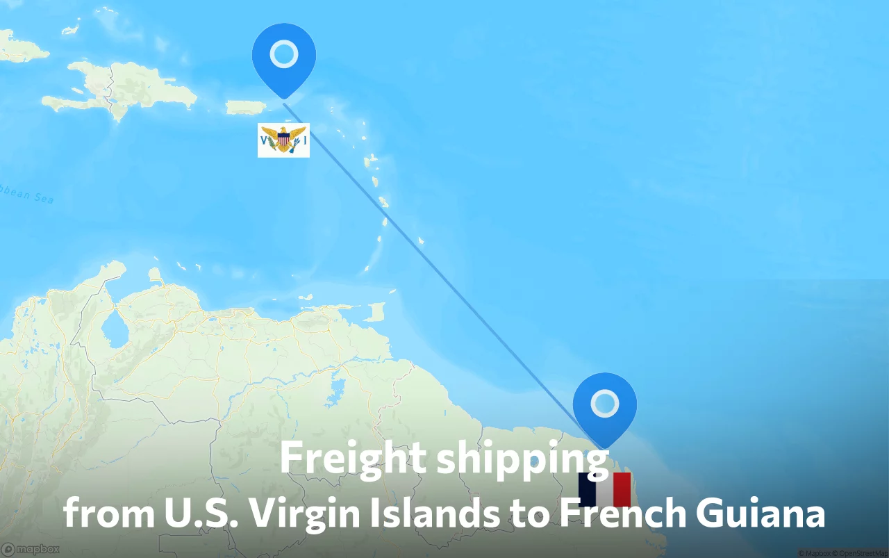 Shipping route from U.S. Virgin Islands to French Guiana