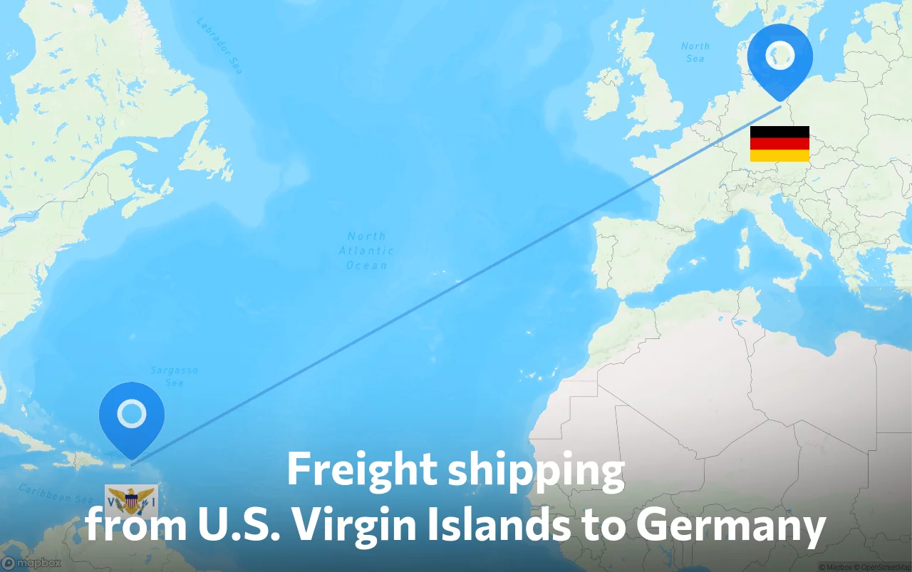 Shipping route from U.S. Virgin Islands to Germany