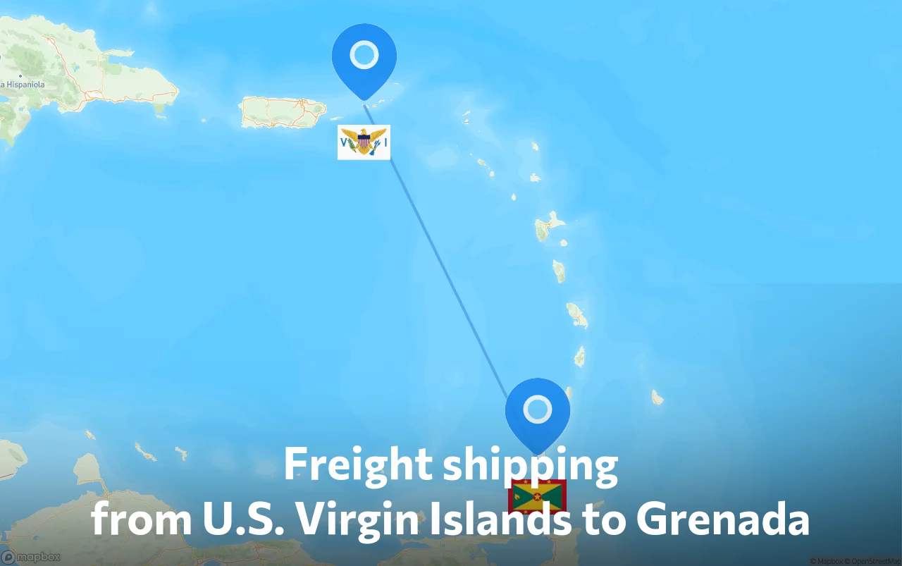 Shipping route from U.S. Virgin Islands to Grenada