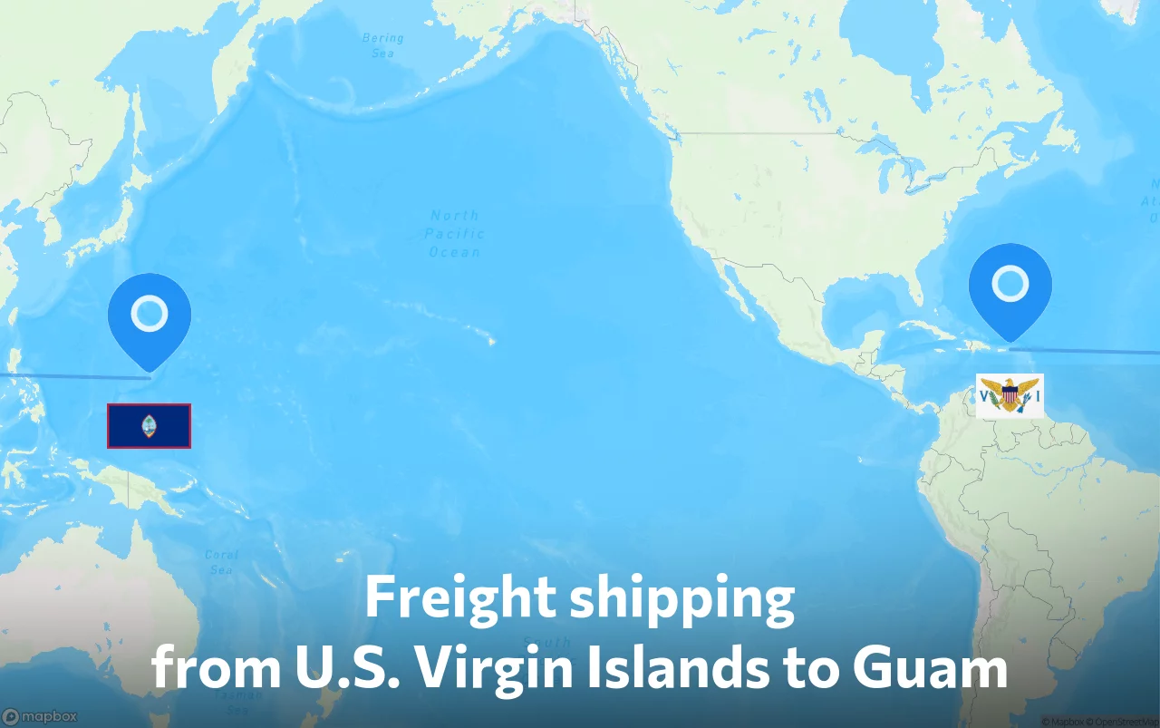 Shipping route from U.S. Virgin Islands to Guam
