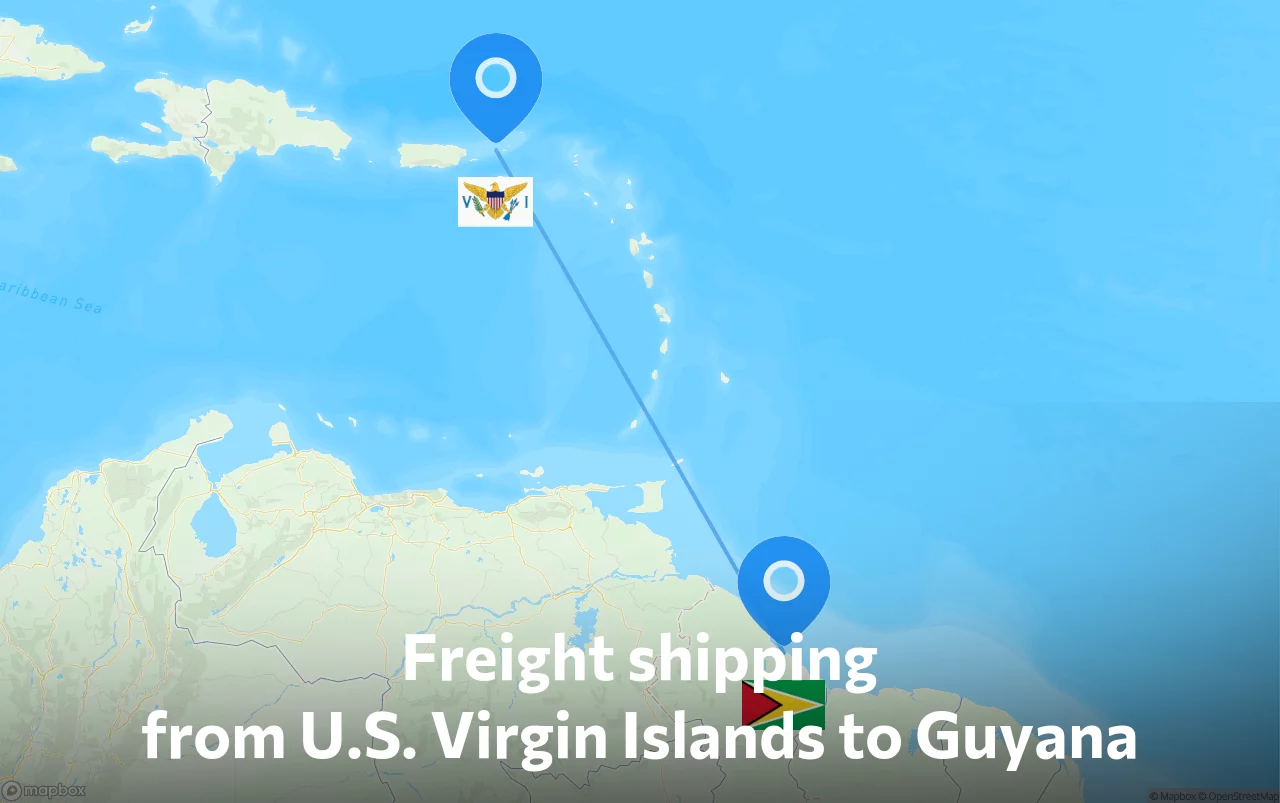 Shipping route from U.S. Virgin Islands to Guyana