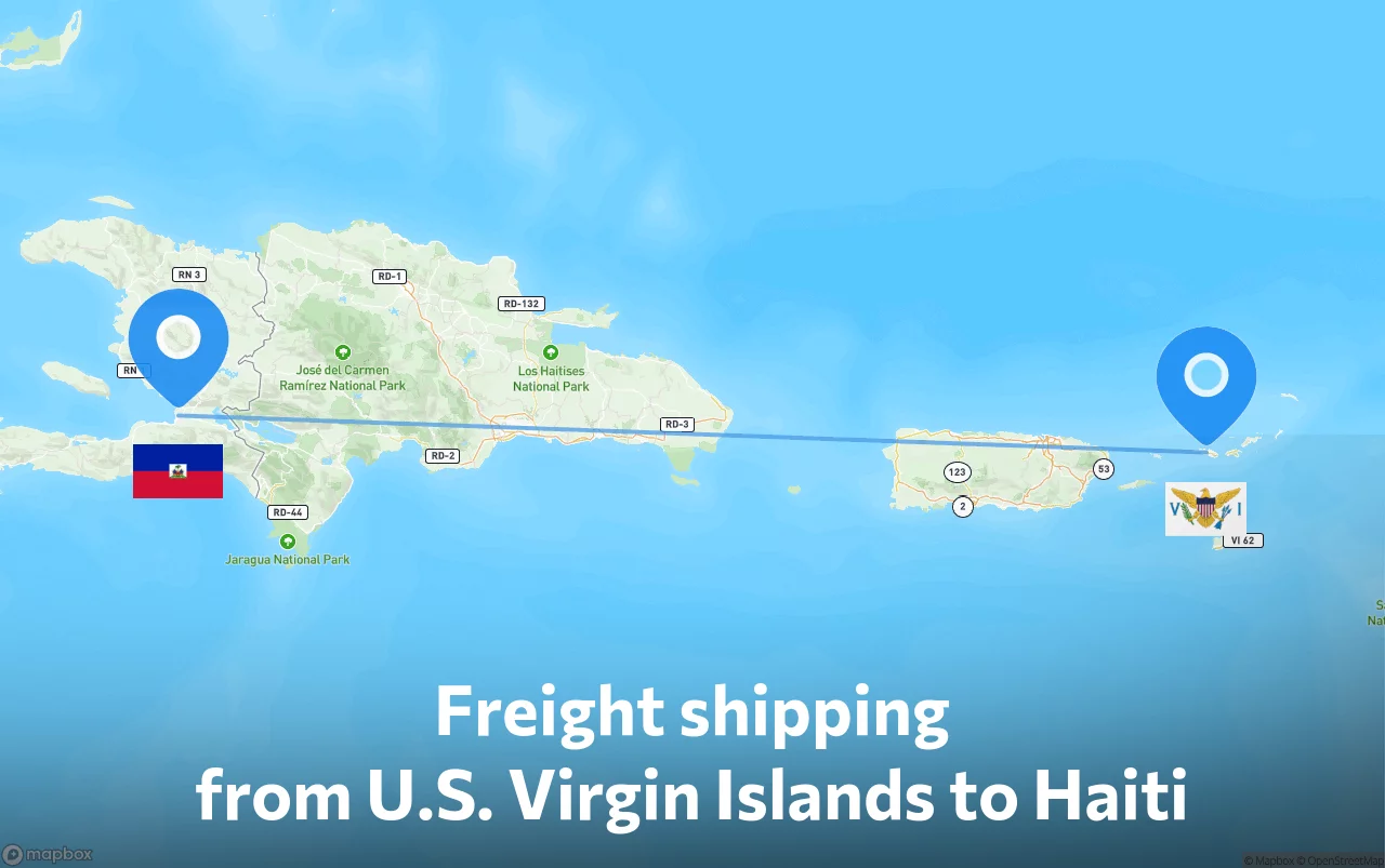 Shipping route from U.S. Virgin Islands to Haiti