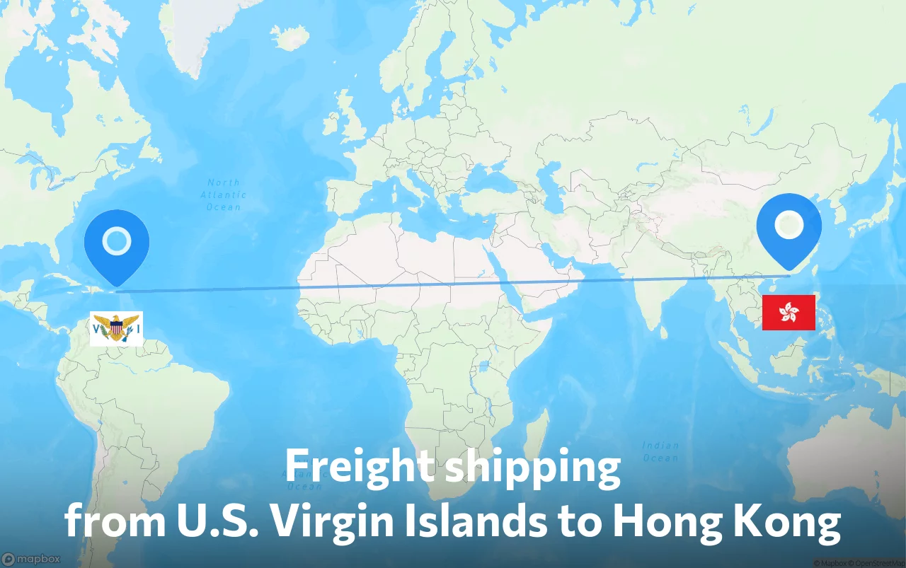 Shipping route from U.S. Virgin Islands to Hong Kong