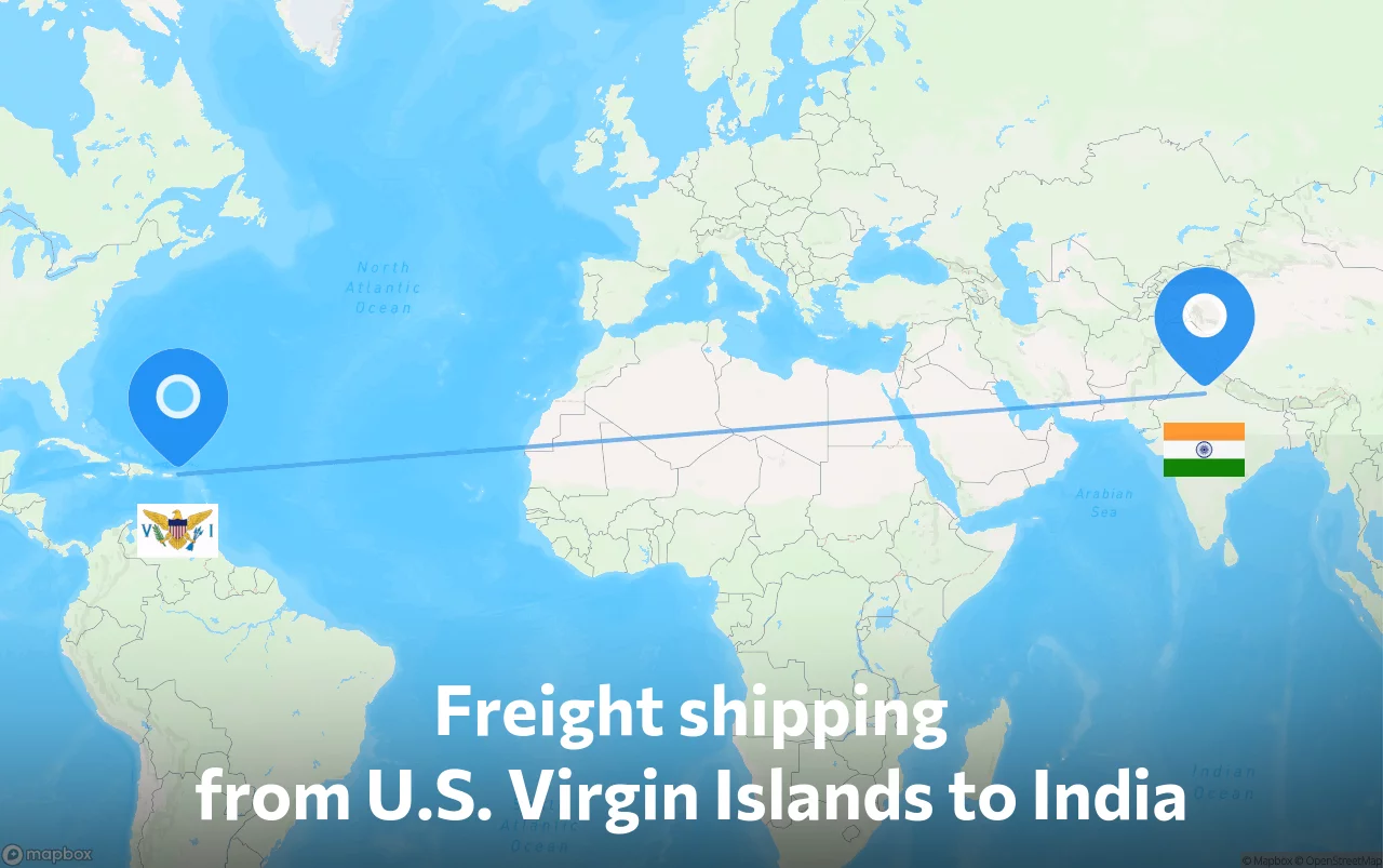 Shipping route from U.S. Virgin Islands to India
