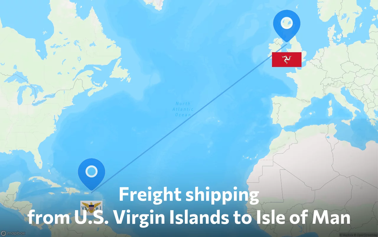 Shipping route from U.S. Virgin Islands to Isle of Man