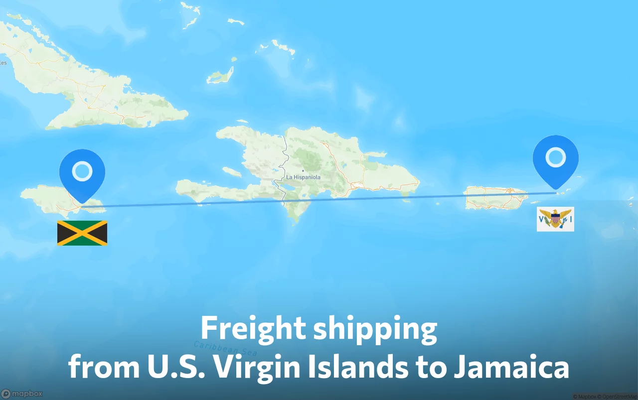 Shipping route from U.S. Virgin Islands to Jamaica