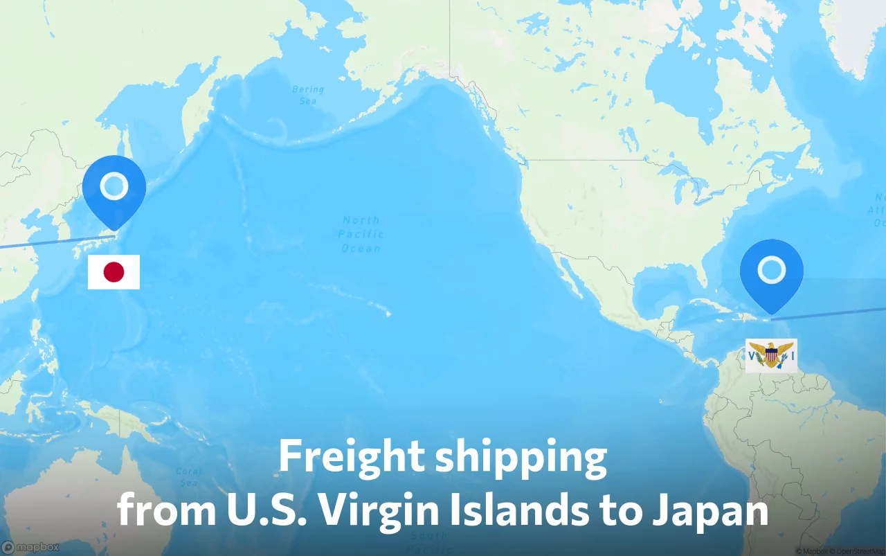 Shipping route from U.S. Virgin Islands to Japan