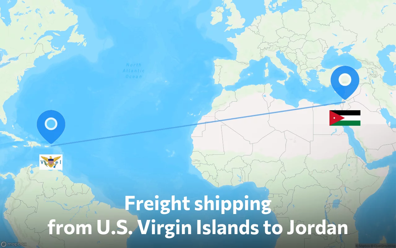Shipping route from U.S. Virgin Islands to Jordan
