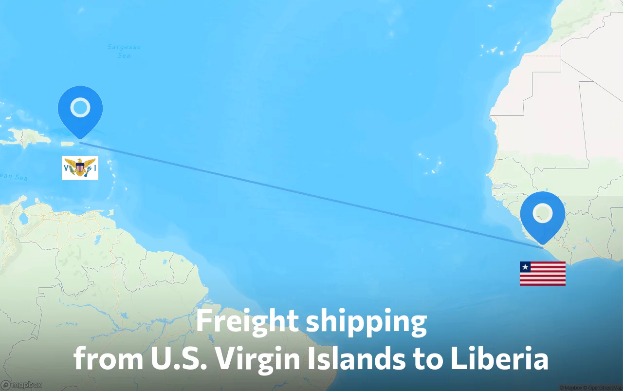 Shipping route from U.S. Virgin Islands to Liberia