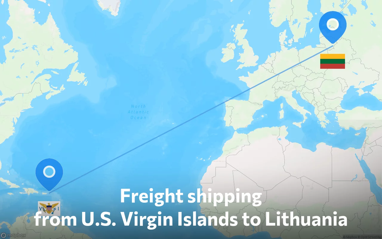 Shipping route from U.S. Virgin Islands to Lithuania