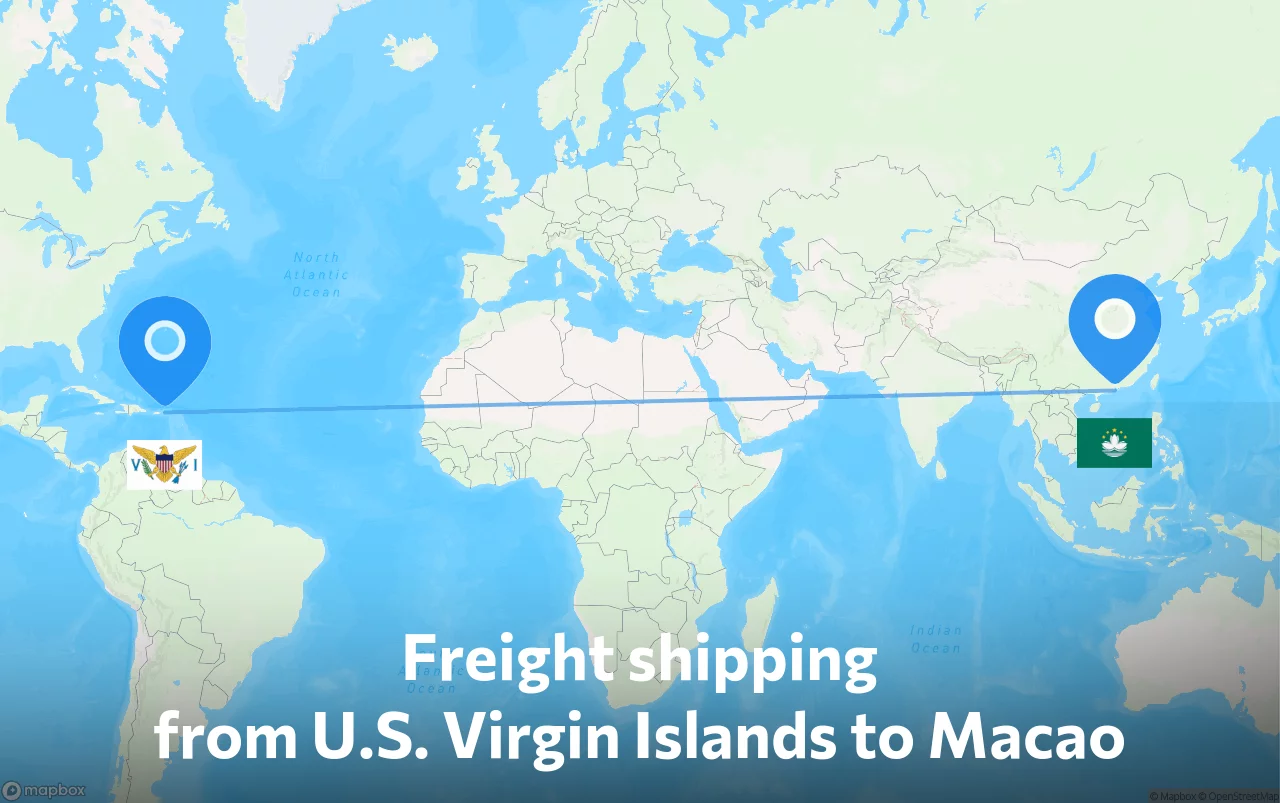 Shipping route from U.S. Virgin Islands to Macao
