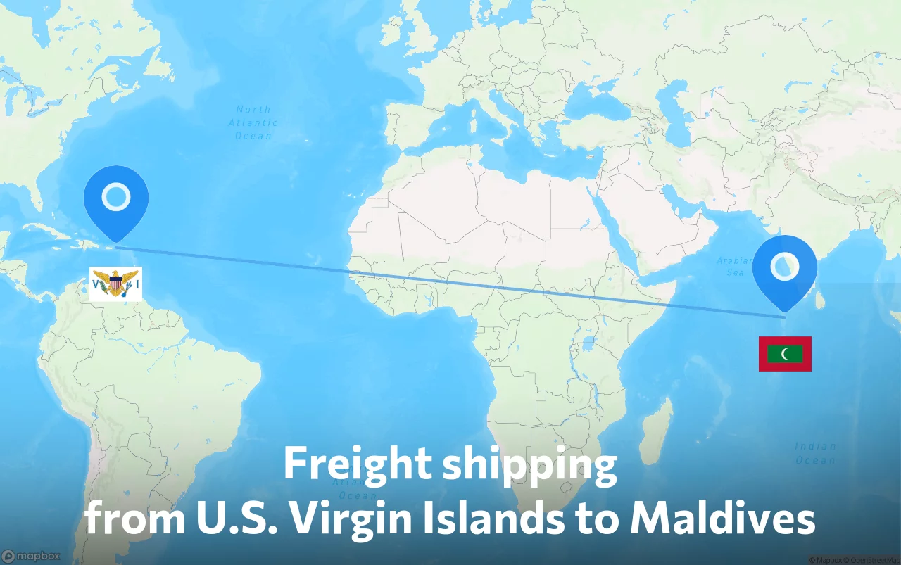 Shipping route from U.S. Virgin Islands to Maldives