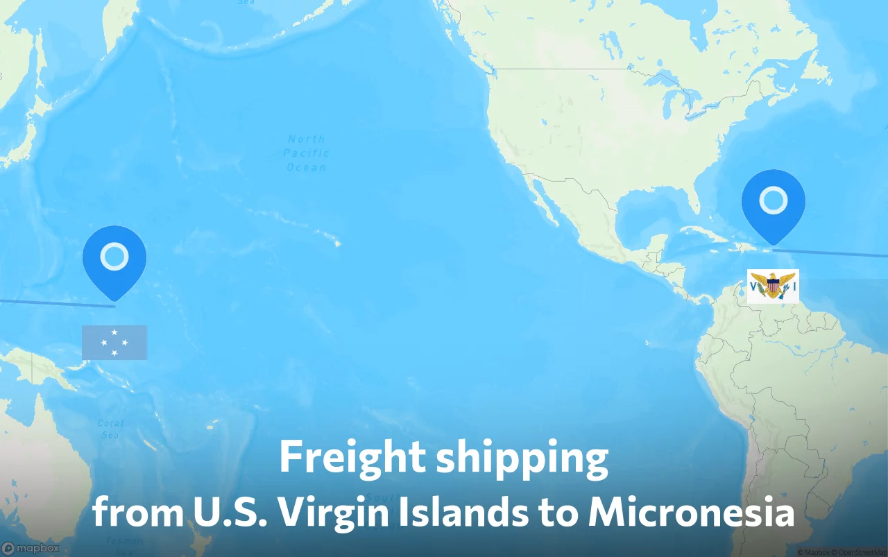 Shipping route from U.S. Virgin Islands to Micronesia