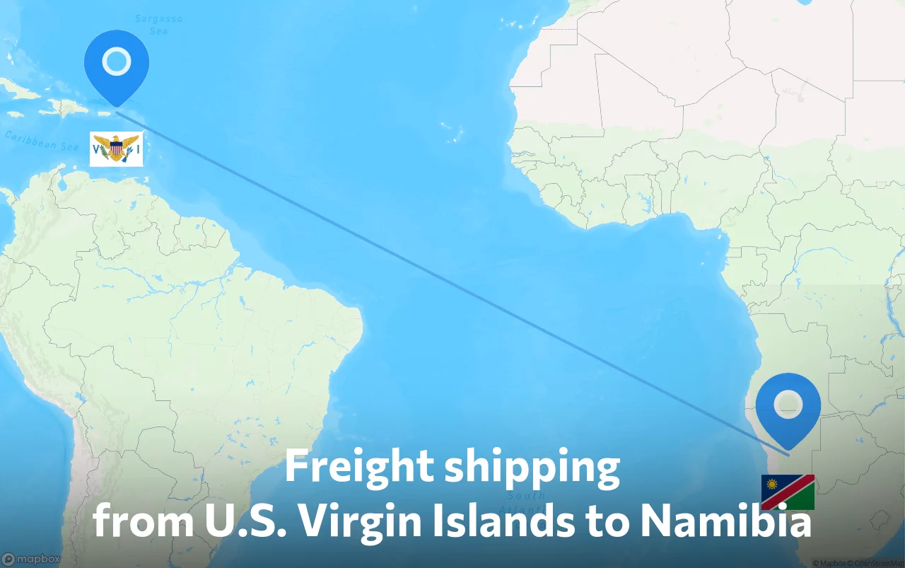 Shipping route from U.S. Virgin Islands to Namibia