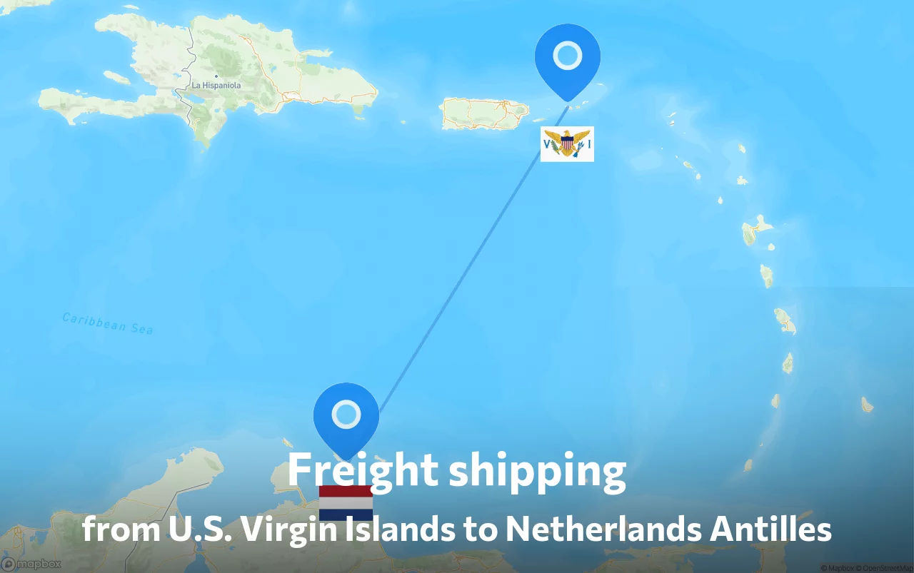 Shipping route from U.S. Virgin Islands to Netherlands Antilles
