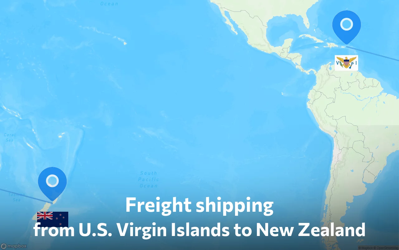 Shipping route from U.S. Virgin Islands to New Zealand