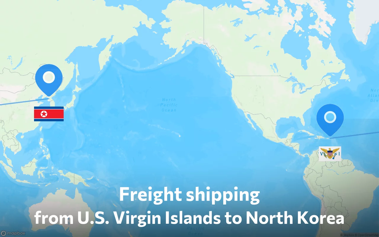 Shipping route from U.S. Virgin Islands to North Korea