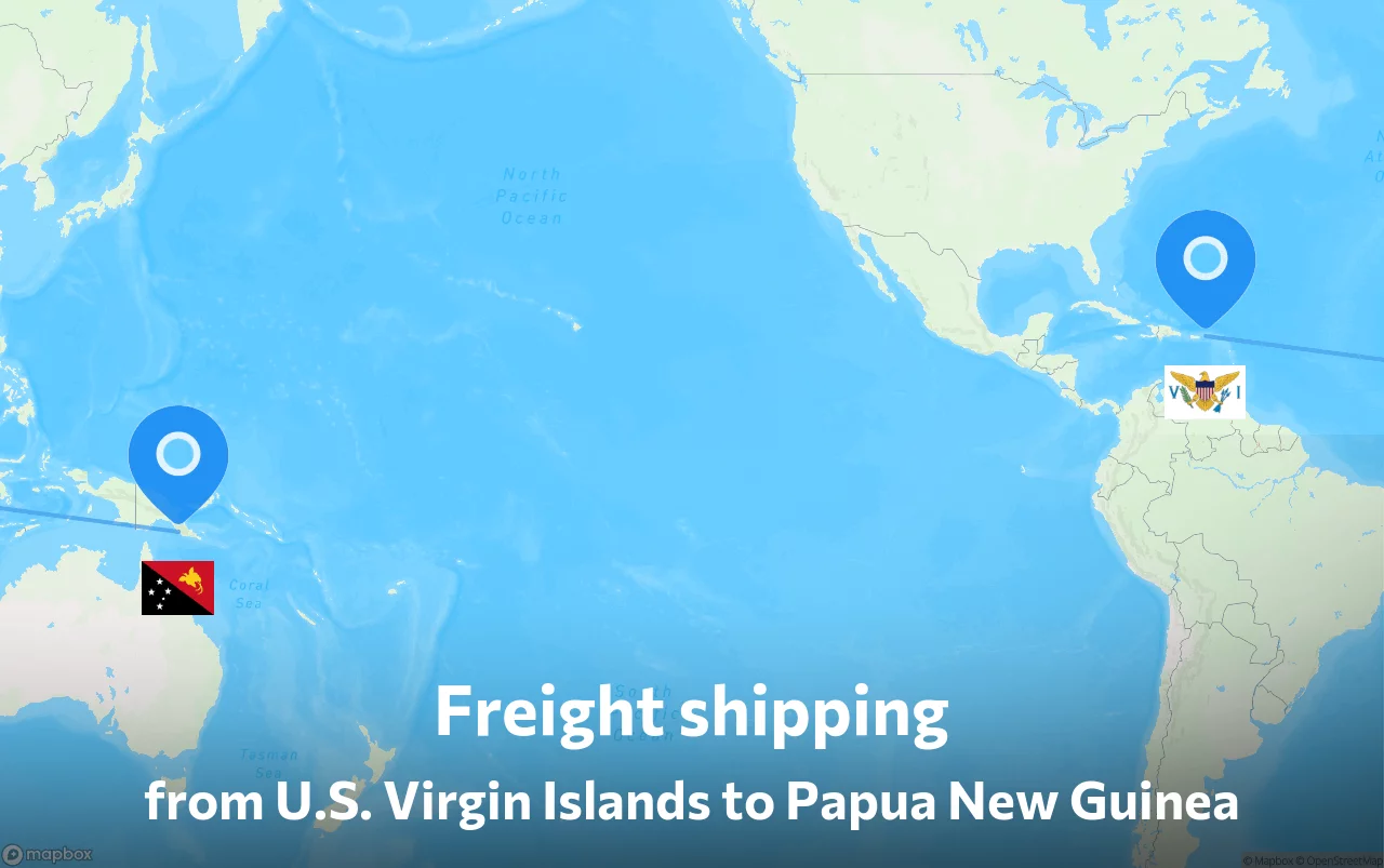 Shipping route from U.S. Virgin Islands to Papua New Guinea
