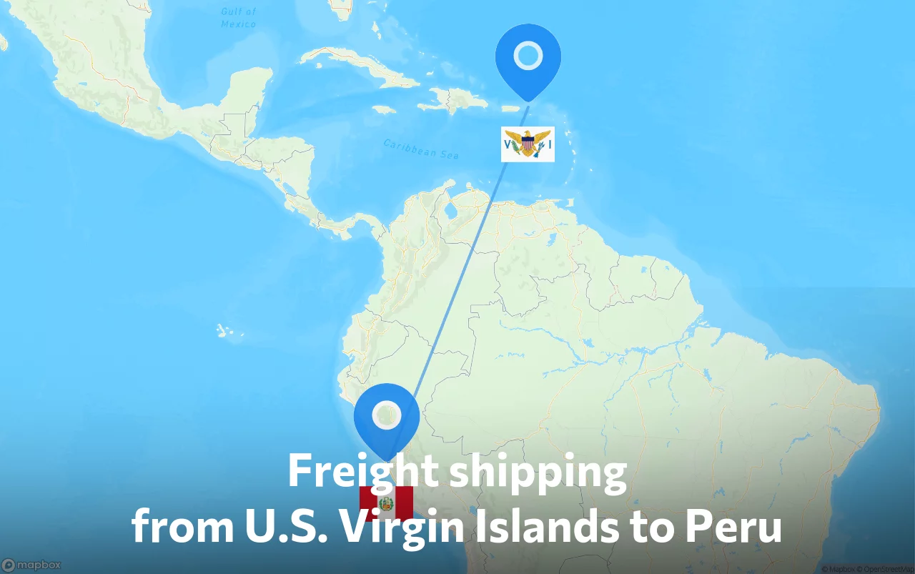 Shipping route from U.S. Virgin Islands to Peru