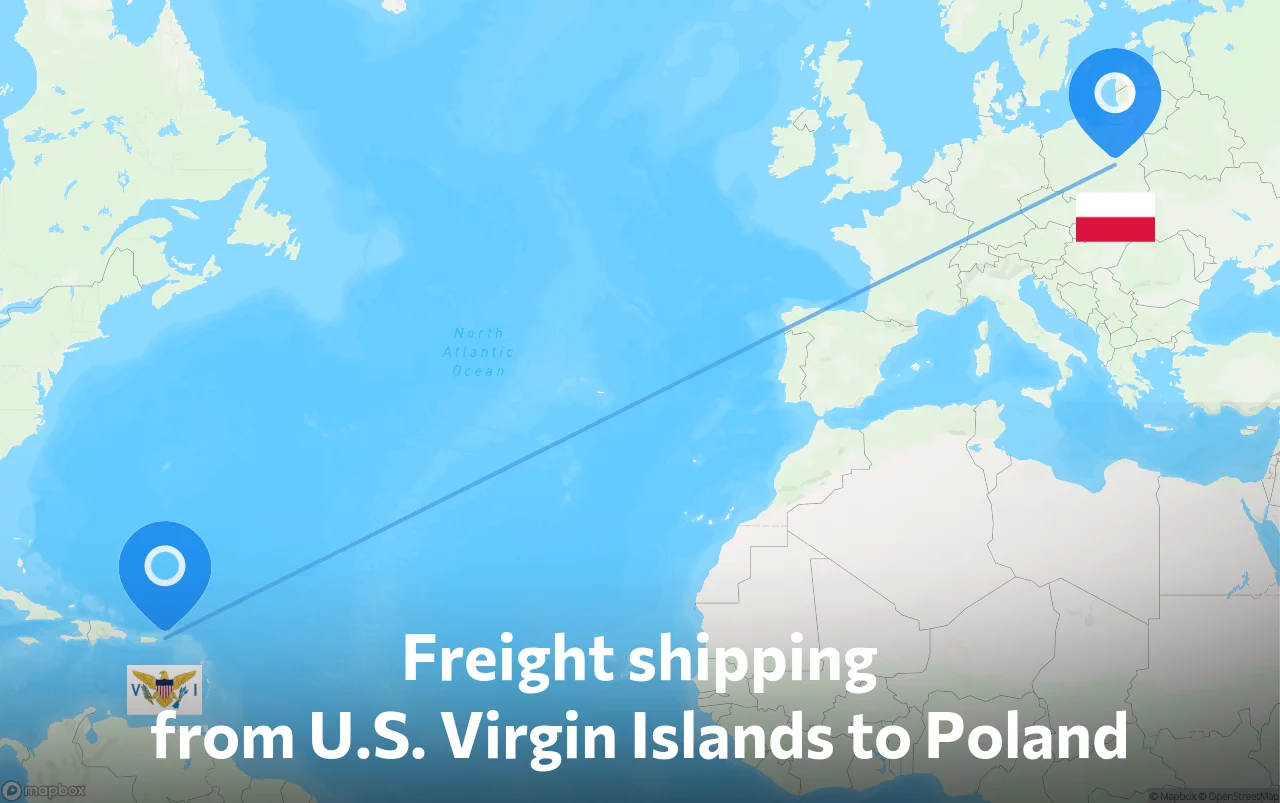 Shipping route from U.S. Virgin Islands to Poland