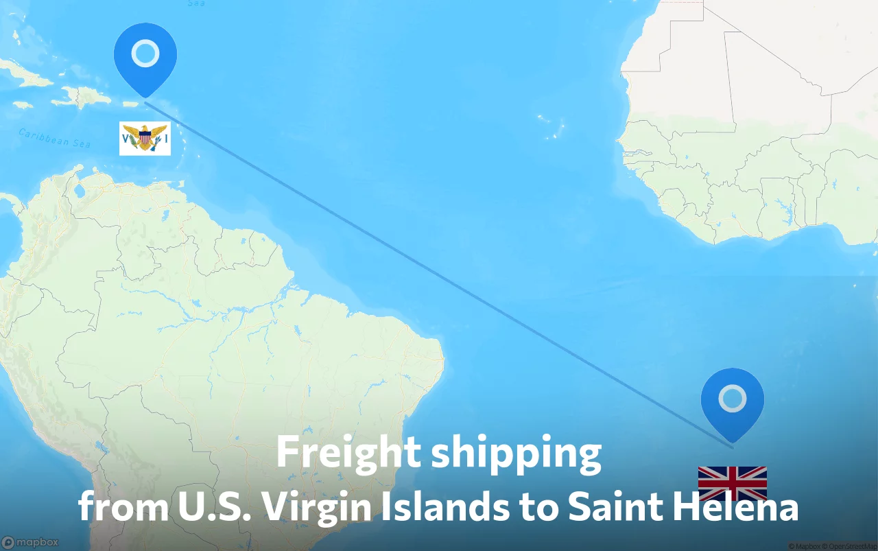 Shipping route from U.S. Virgin Islands to Saint Helena
