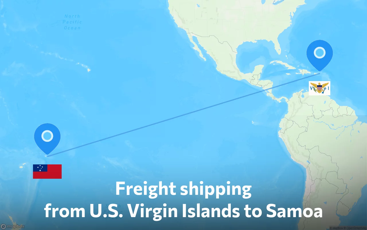 Shipping route from U.S. Virgin Islands to Samoa