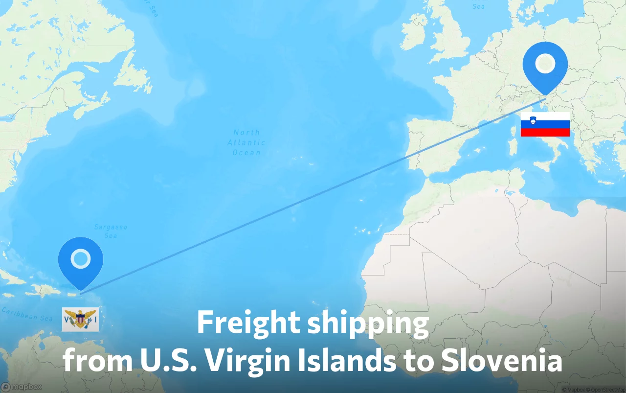Shipping route from U.S. Virgin Islands to Slovenia