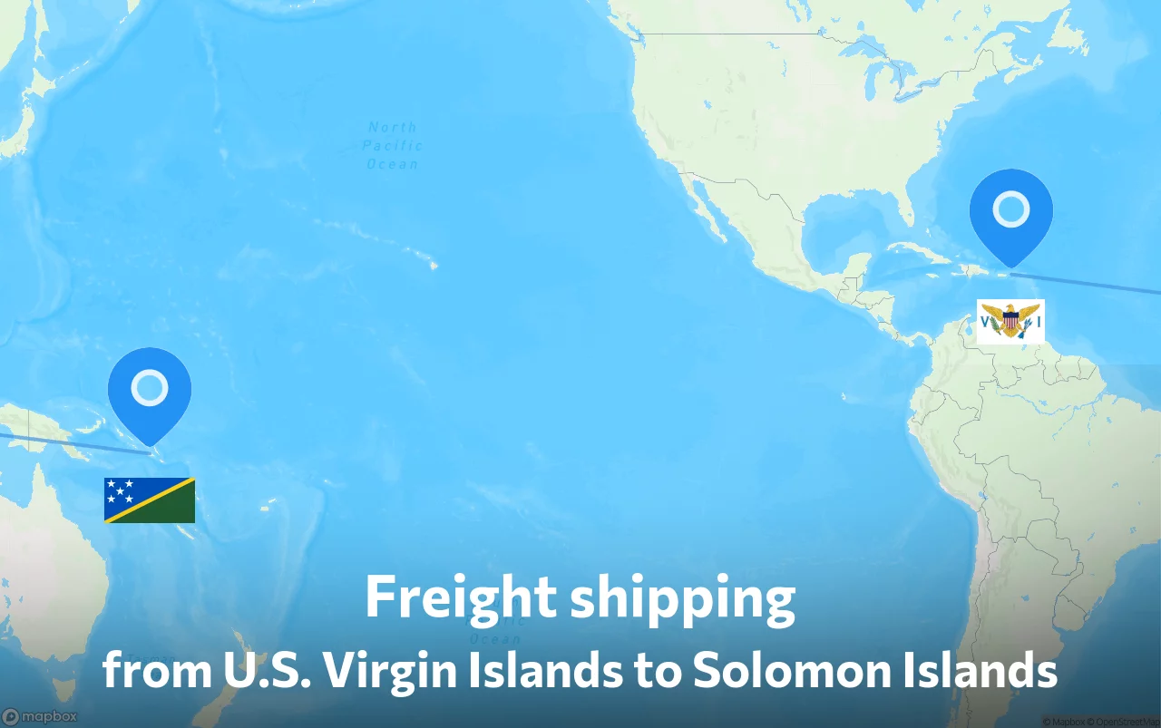 Shipping route from U.S. Virgin Islands to Solomon Islands