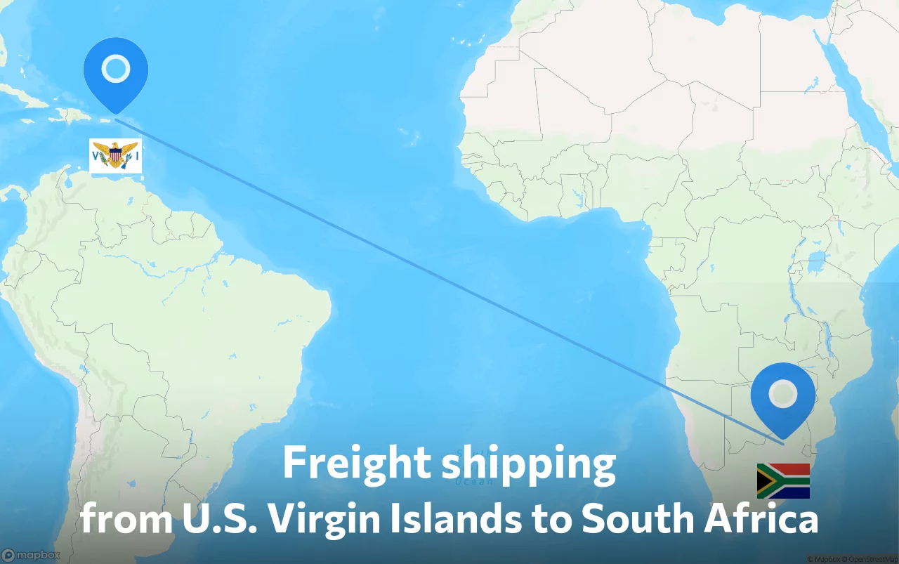 Shipping route from U.S. Virgin Islands to South Africa