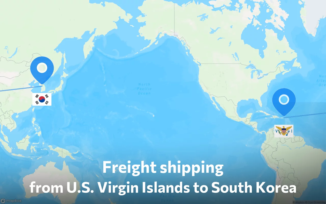 Shipping route from U.S. Virgin Islands to South Korea
