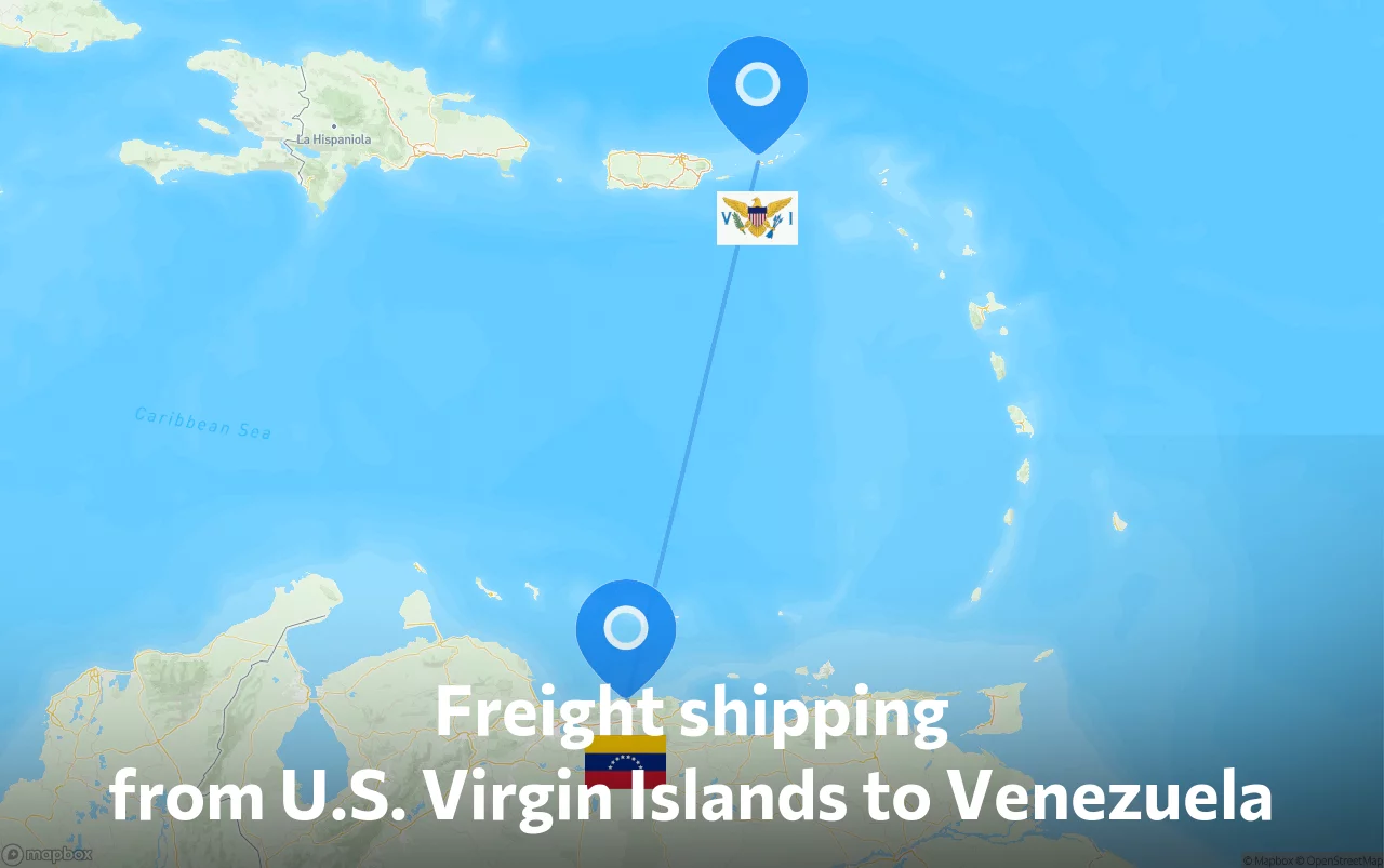 Shipping route from U.S. Virgin Islands to Venezuela