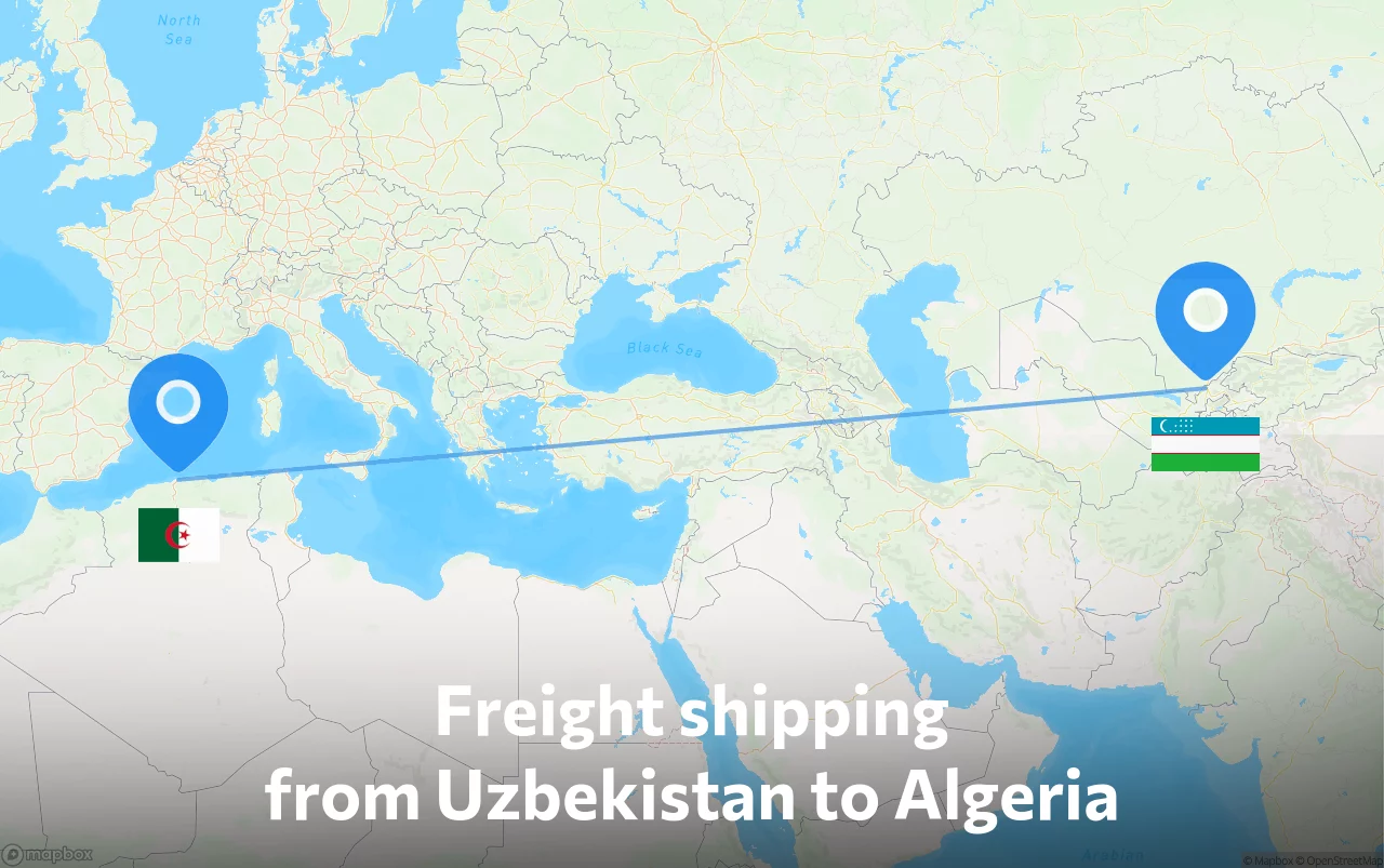 Shipping route from Uzbekistan to Algeria