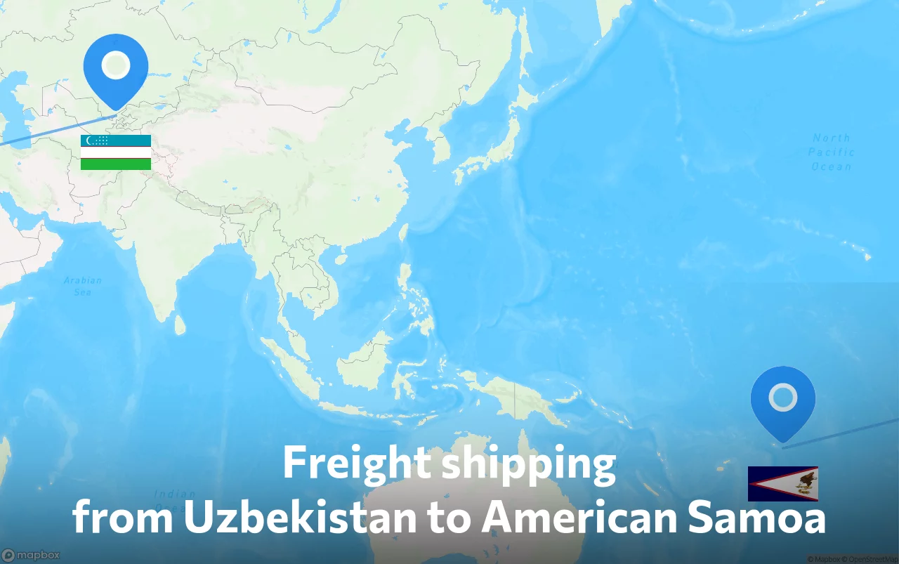 Shipping route from Uzbekistan to American Samoa